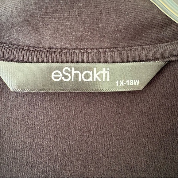 🎁5/$25 eShakti Black 3/4 Sleeve Midi Shirt Dress - Picture 5 of 8